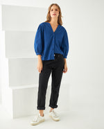 Camisa con escote en V para mujer - Azul 34_611F047_AZU194029_4