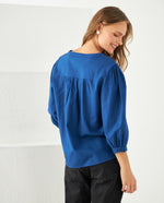 Camisa con escote en V para mujer - Azul 34_611F047_AZU194029_6