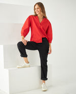 Camisa con escote en V para mujer - Naranja 34_611F047_NAR181555_0