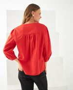 Camisa con escote en V para mujer - Naranja 34_611F047_NAR181555_7