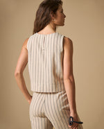 Blusa sin mangas con estampado de rayas verticales para mujer - Crudo 34_611H005_CRU130905_4