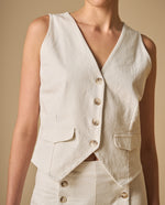 Chaleco estructurado con escote V y bolsillos frontales para mujer - Blanco 34_611H012_BLA114800_3