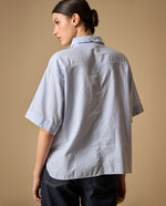 Camisa manga corta de rayas con bordado para mujer - Blanco 34_611H013_BLA110601_4