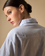 Camisa manga corta de rayas con bordado para mujer - Blanco 34_611H013_BLA110601_5