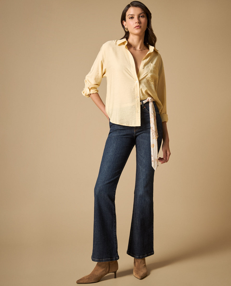 Camisa clásica manga larga con bolsillo frontal para mujer - Amarillo 34_611H015_AMA120717_5