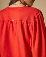 Camisa manga abombada con cuello estampado para mujer - Rojo 34_611H017_ROJ171564_6