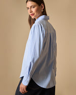 Camisa clásica con bufanda tejida incluida para mujer - Azul 34_611H030_AZU194050_5