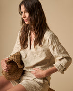 Camisa bordados florales manga larga para mujer - Beige 34_611H034_BEI151306_0