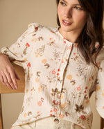 Camisa manga larga con estampado floral y cuello mao para mujer - Blanco 34_611H040_BLA114202_0