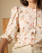 Camisa manga larga con estampado floral y cuello mao para mujer - Blanco 34_611H040_BLA114202_4