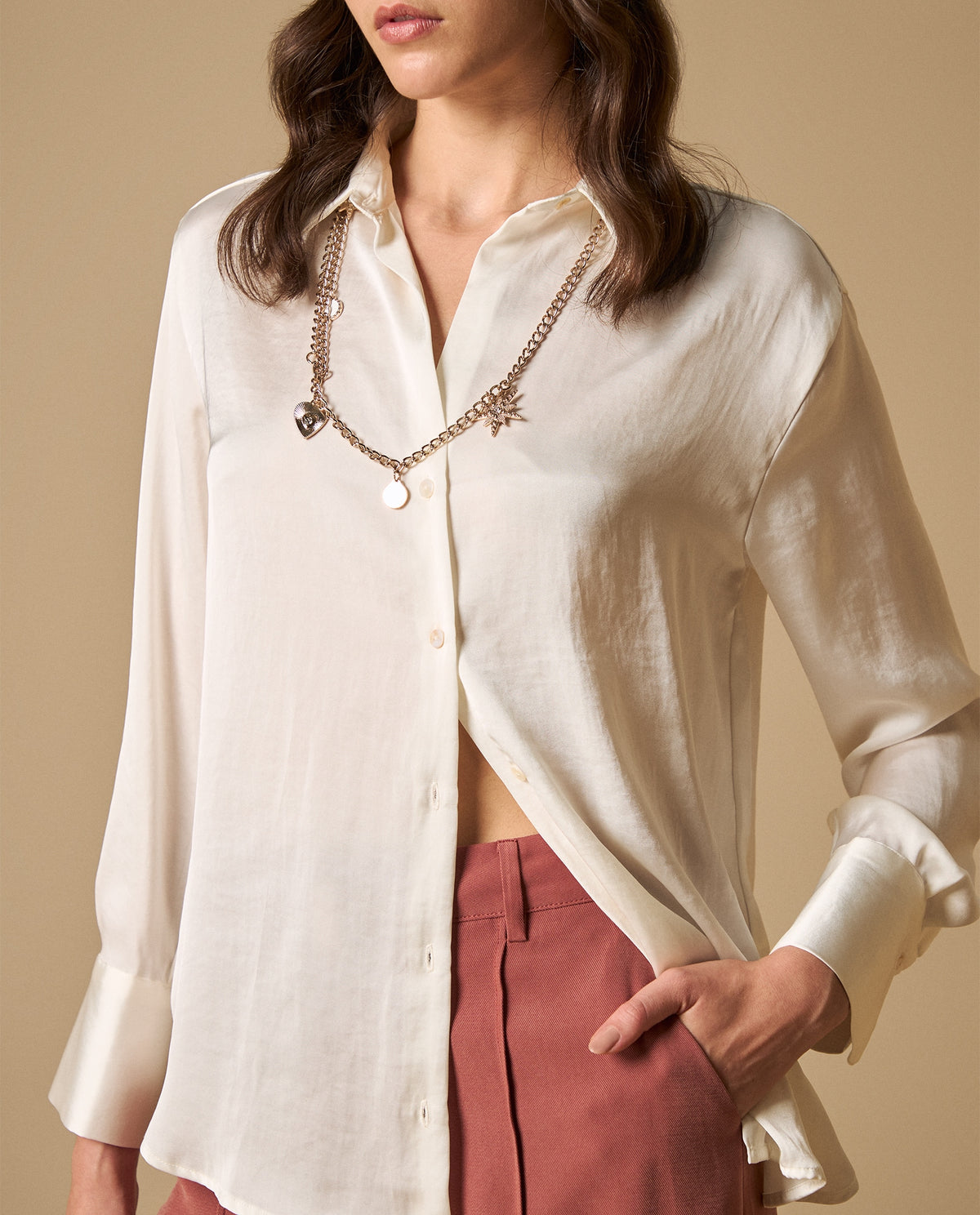 Camisa oversize con detalle de logo para mujer - Blanco 34_611H042_BLA114202_0