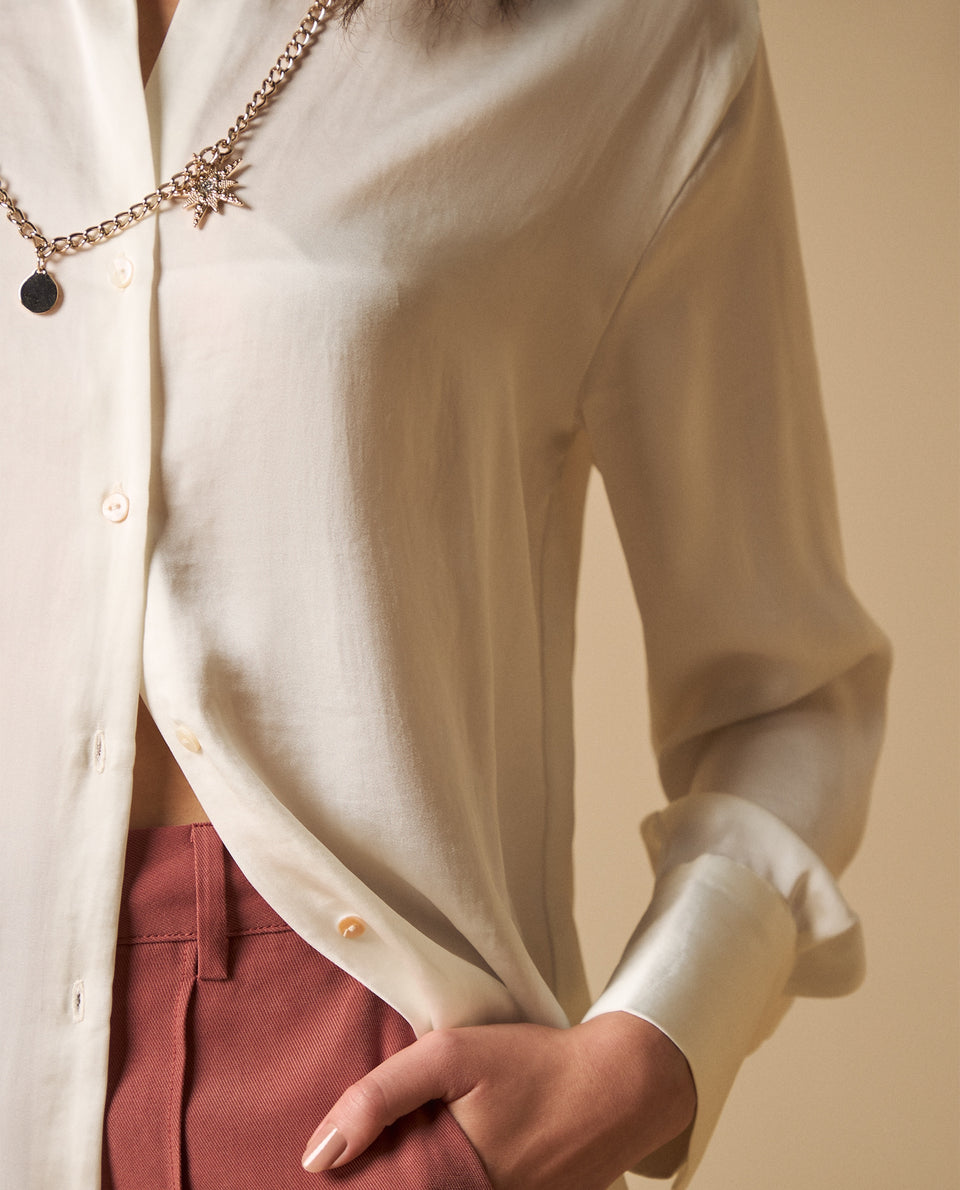Camisa oversize con detalle de logo para mujer - Blanco 34_611H042_BLA114202_4