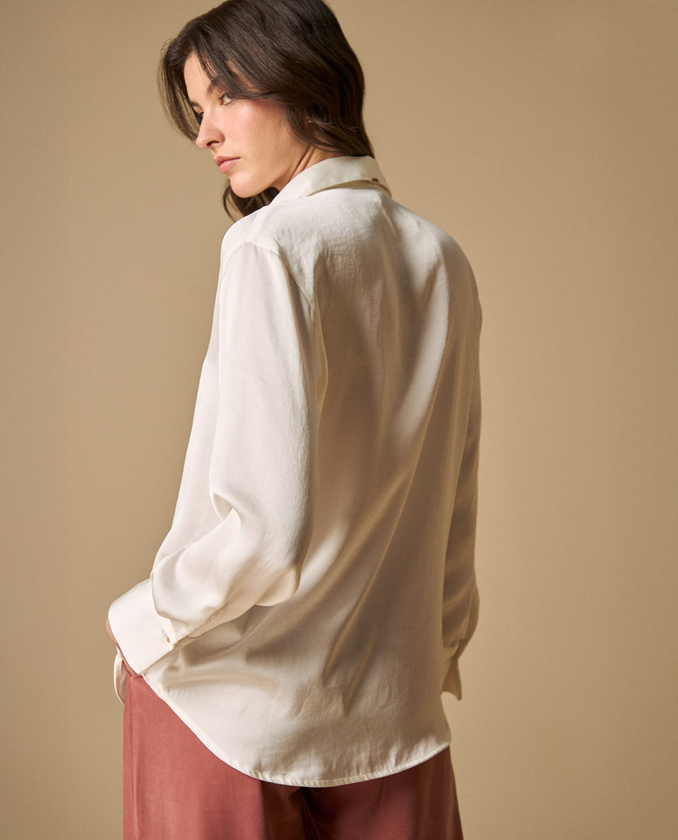 Camisa oversize con detalle de logo para mujer - Blanco 34_611H042_BLA114202_6