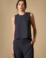 Blusa sin mangas cuello redondo para mujer - Azul 34_611H064_AZU133920_3
