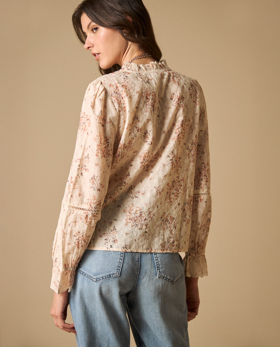 Camisa con bordados artesanales y detalles de encaje - Rosa 34_611H201_ROS111305_5