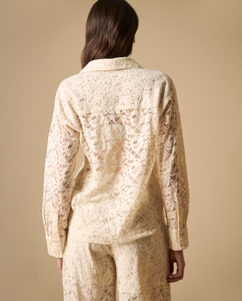 Camisa manga larga con detalles florales para mujer - Crudo 34_611H216_CRU110110_5