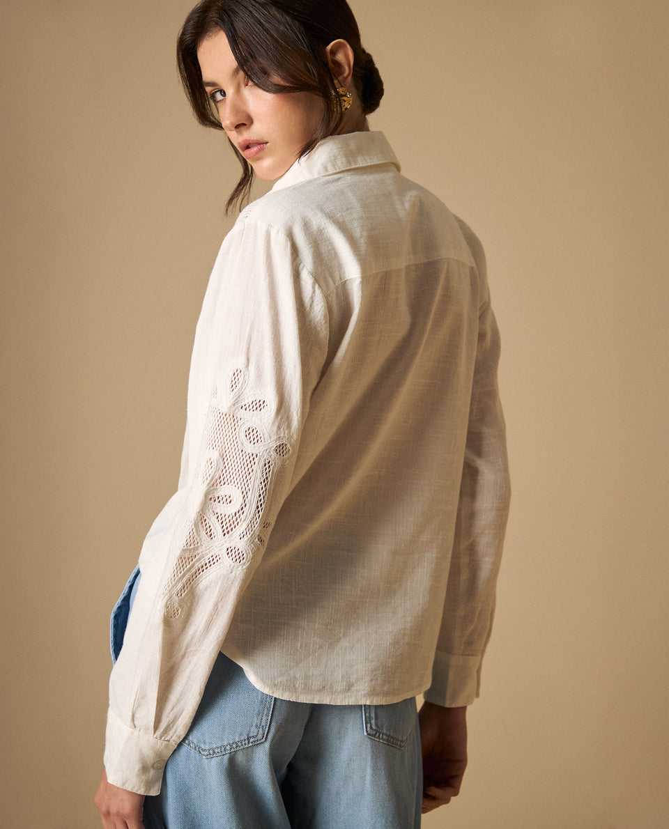 Camisa manga larga con bordados calados para mujer - Crudo 34_611H270_CRU110604_6