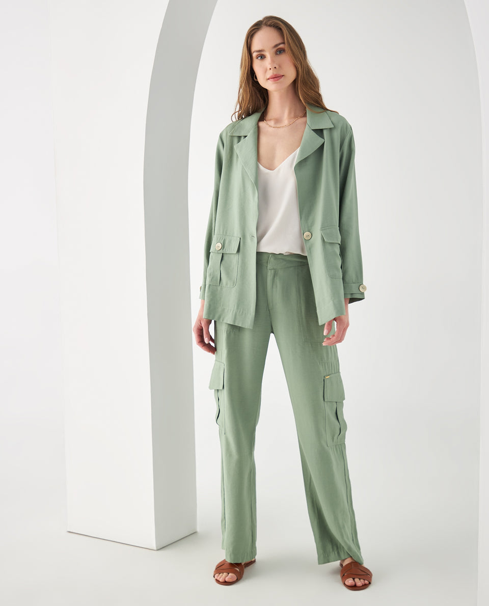 Camisa tipo chaqueta para mujer - Verde 34_612F012_VER176323_5