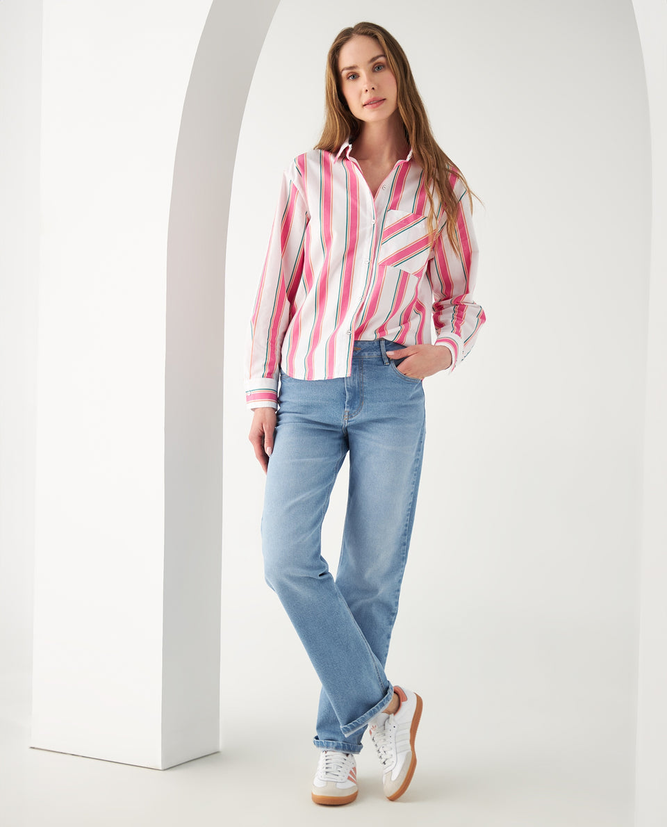 Camisa con diseño a rayas para mujer - Blanco 34_612F028_BLA114001_6