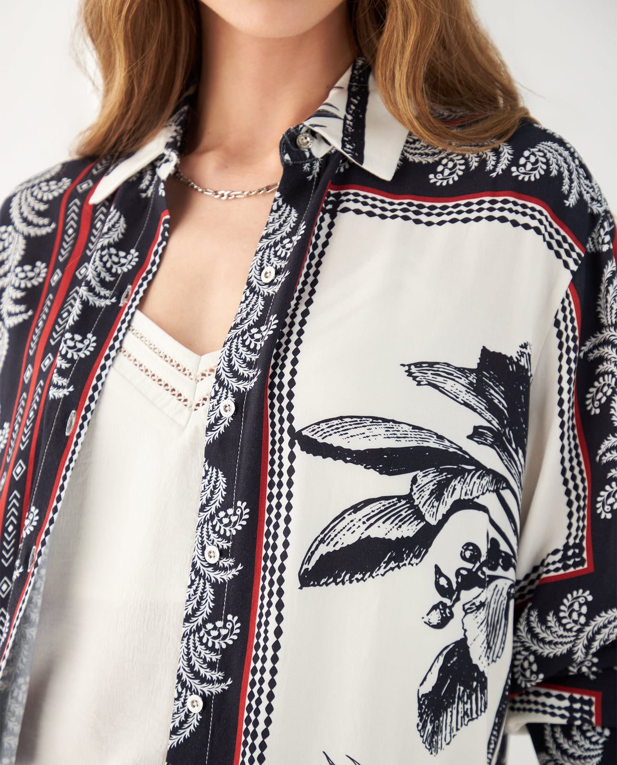 Camisa con mix de estampados para mujer - Blanco 34_612F035_BLA110601_3