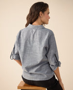 Camisa con bordados localizados para mujer - Gris 34_615F310_GRI171310_4