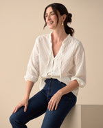 Camisa cuello redondo con bolero para mujer - Blanco 34_615F316_BLA110700_0