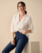 Camisa cuello redondo con bolero para mujer - Blanco 34_615F316_BLA110700_3