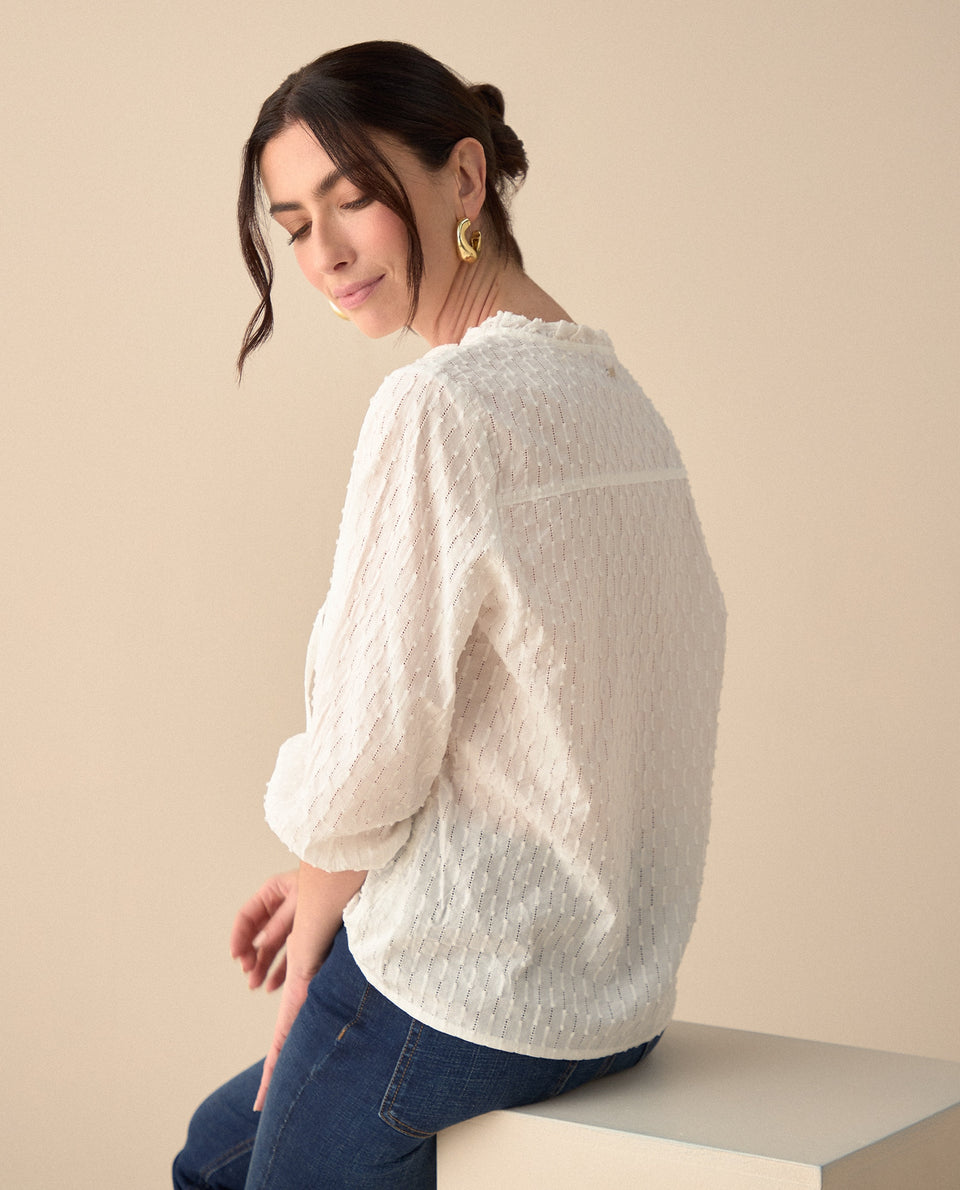 Camisa cuello redondo con bolero para mujer - Blanco 34_615F316_BLA110700_4