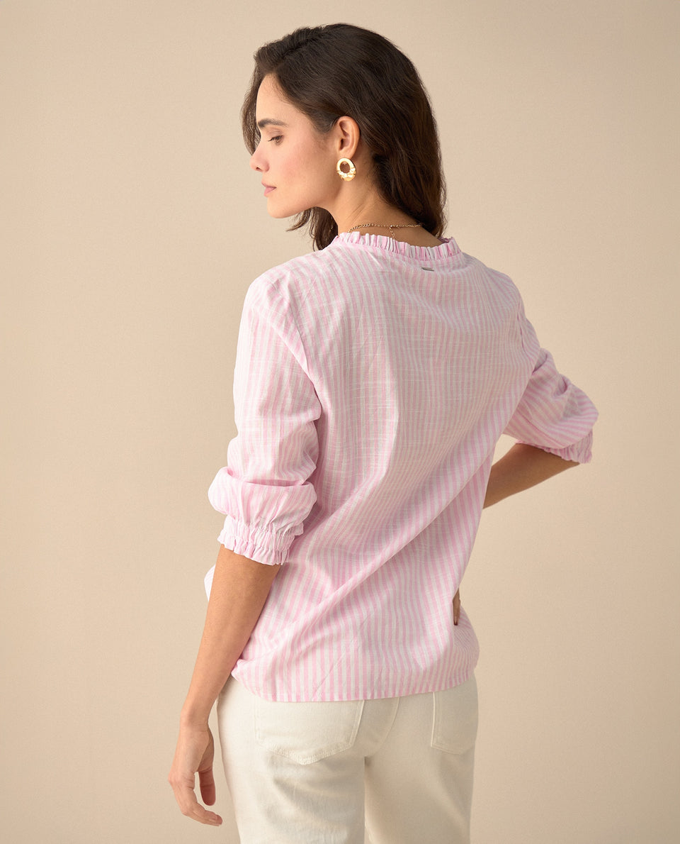 Camisa con escote en V para mujer - Rosa 34_615F320_ROS171927_4