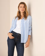 Camisa de diseño a rayas para mujer - Azul 34_615F321_AZU164427_3