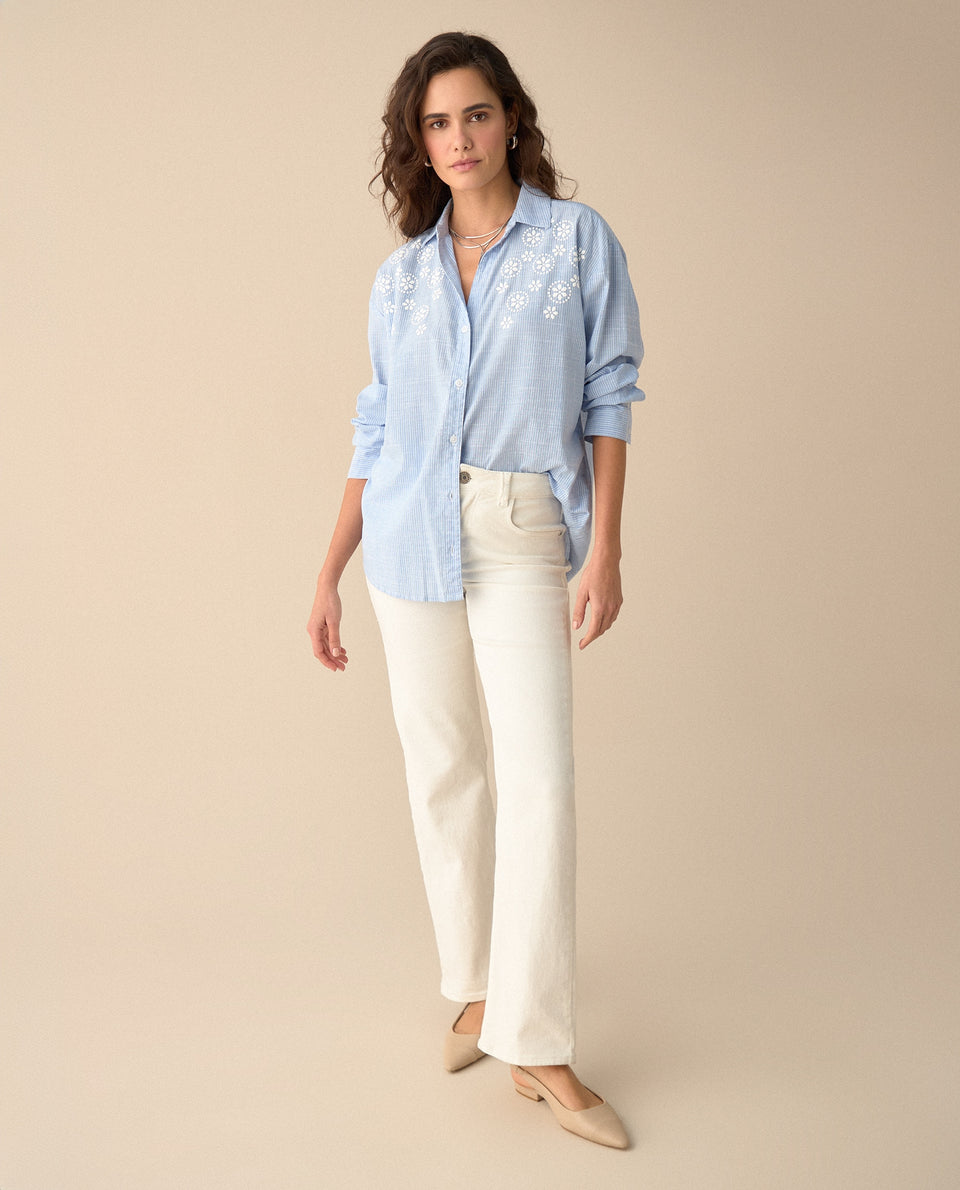 Camisa de diseño a rayas para mujer - Azul 34_615F321_AZU164427_6