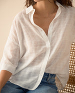 Camisa de tela con transparencia para mujer - Crudo 34_615F324_CRU144501_3