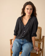 Camisa con bolero en cuello para mujer - Negro 34_615F328_NEG194003_0