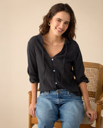 Camisa con bolero en cuello para mujer - Negro 34_615F328_NEG194003_5