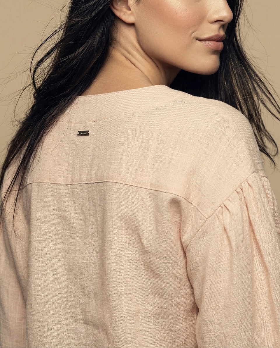 Camisa con escote en V para mujer - Beige 34_615F329_BEI130607_6