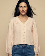 Camisa con escote en V para mujer - Beige 34_615F329_BEI130607_7