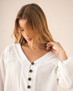 Camisa con escote en V para mujer - Crudo 34_615F329_CRU144501_0