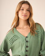 Camisa con escote en V para mujer - Verde 34_615F329_VER144505_0