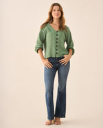 Camisa con escote en V para mujer - Verde 34_615F329_VER144505_5