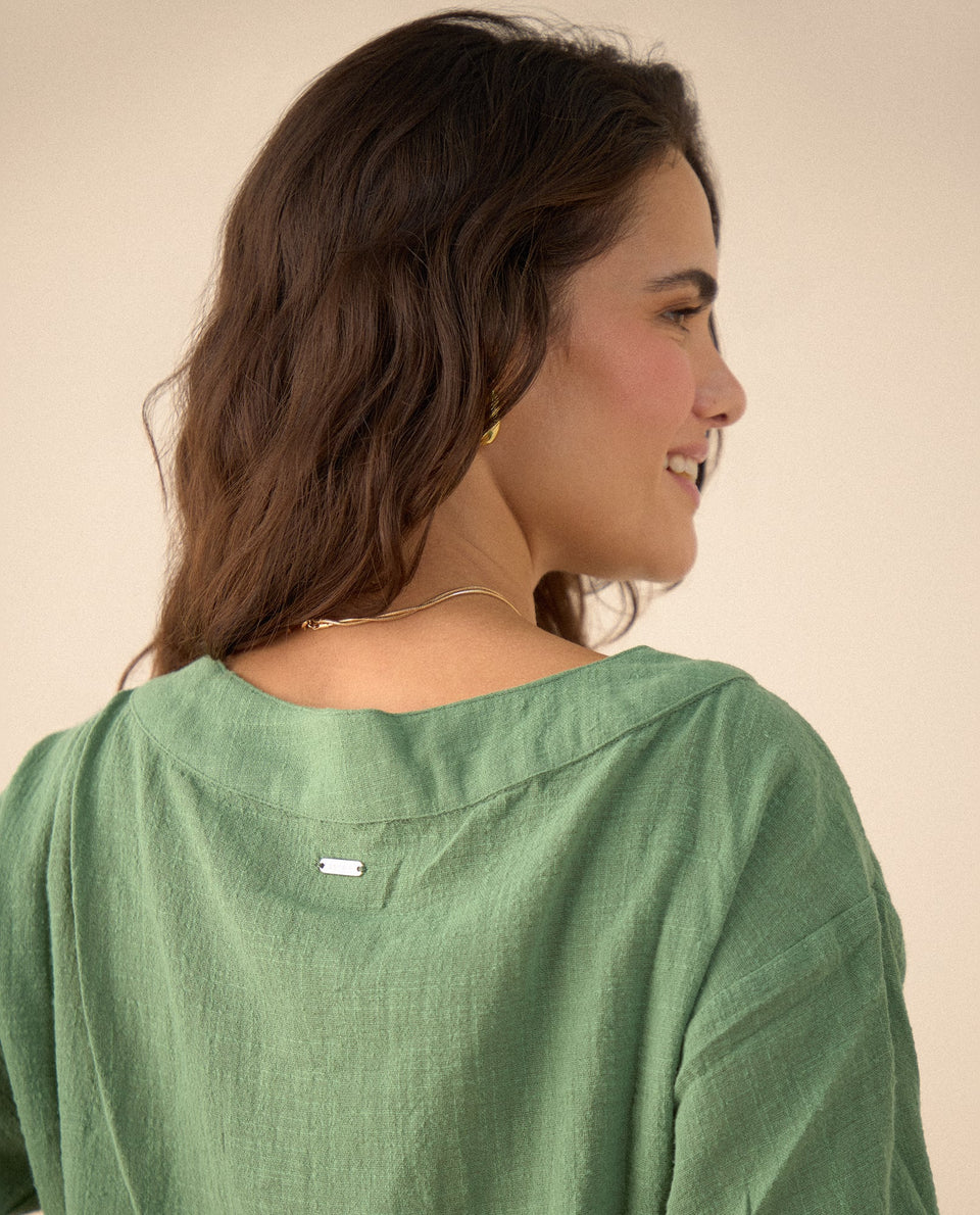 Camisa con escote en V para mujer - Verde 34_615F329_VER144505_6