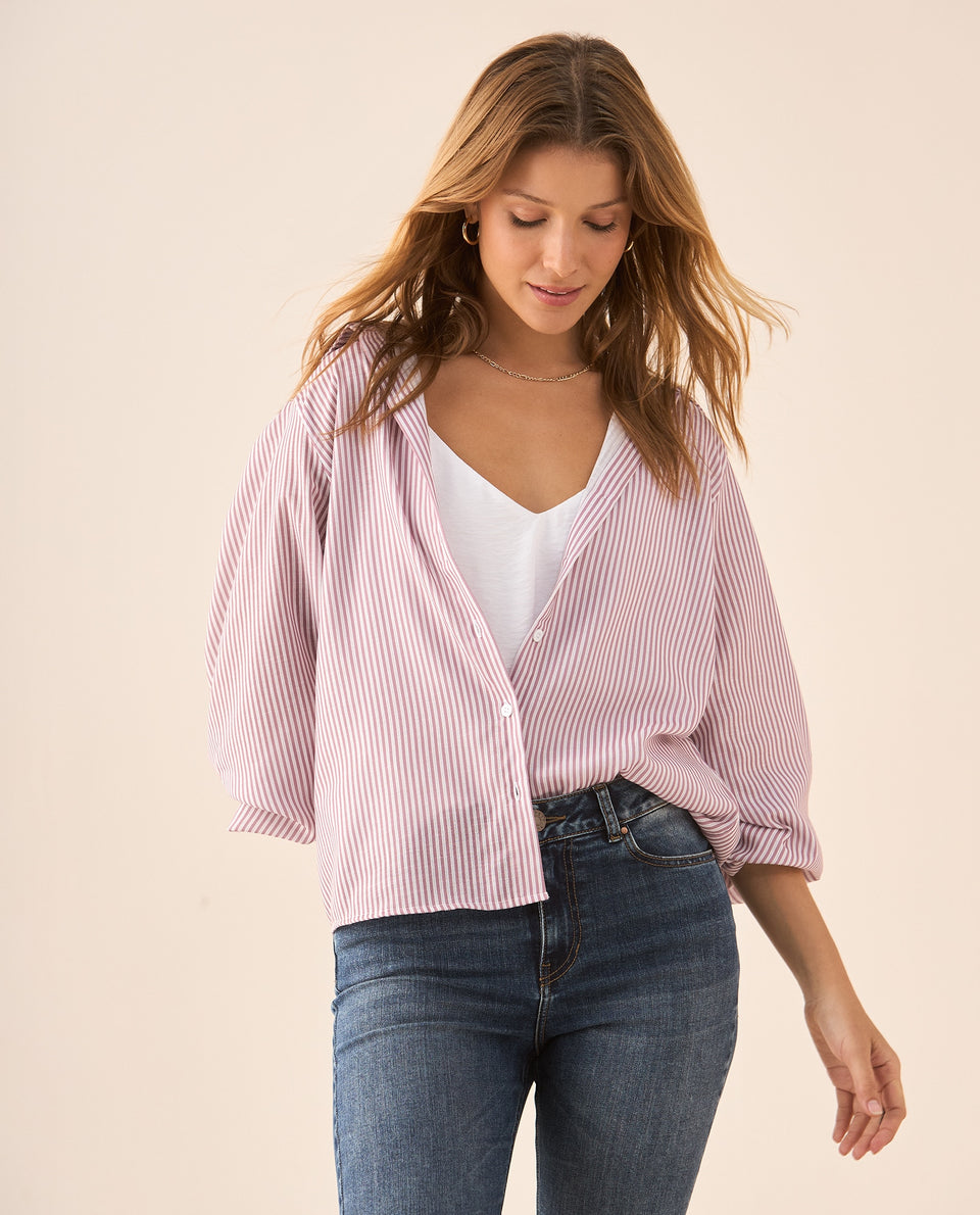 Camisa manga larga con volumen para mujer - Rosa 34_615F331_ROS171930_3