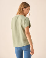 Camisa de tela fluida para mujer - Verde 34_615F333_VER156120_4