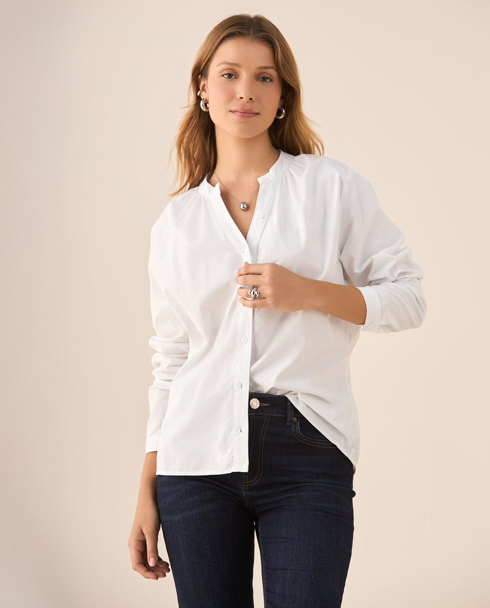 Camisa de cuello neru para mujer - Blanco 34_615F335_BLA110700_5