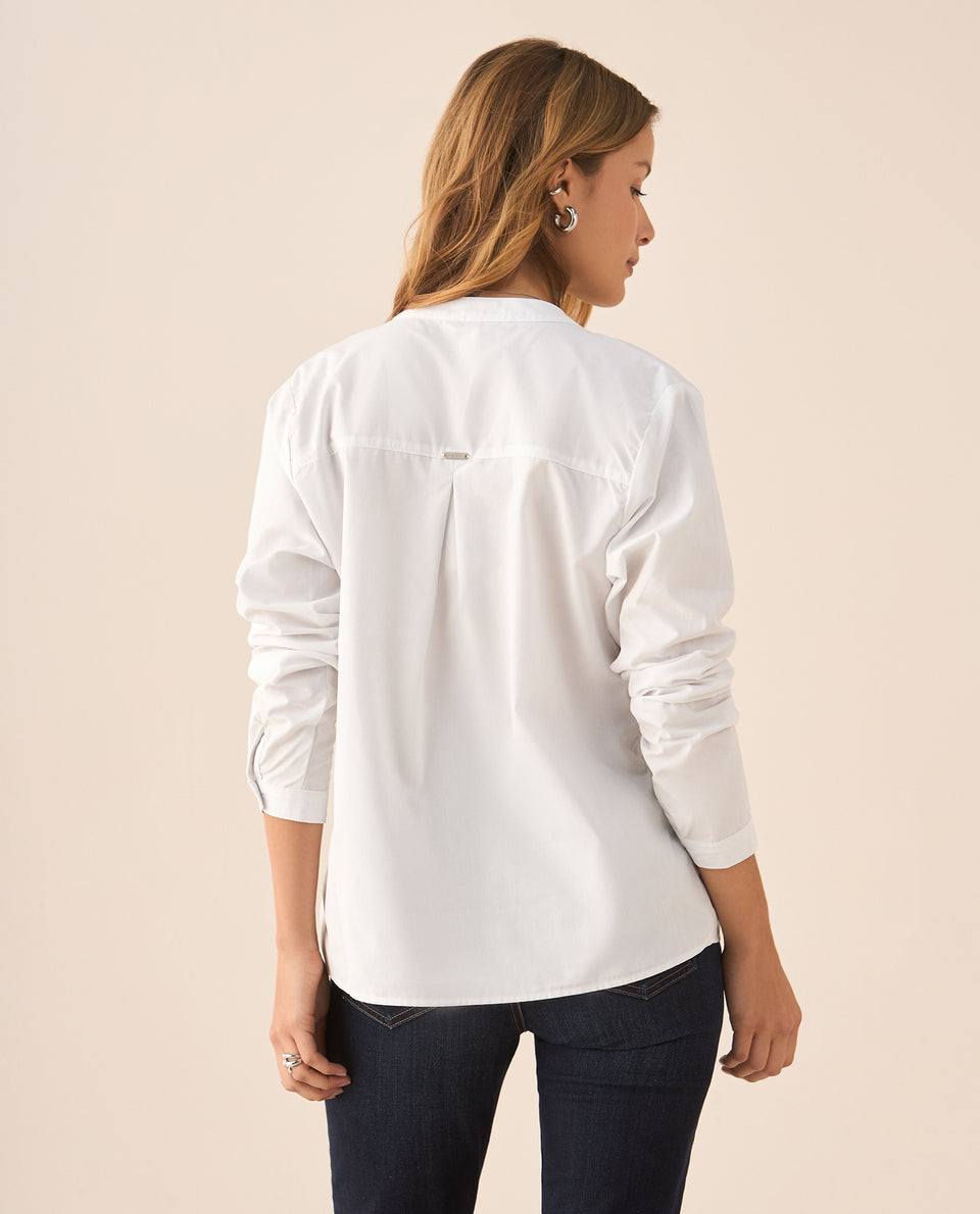 Camisa de cuello neru para mujer - Blanco 34_615F335_BLA110700_6