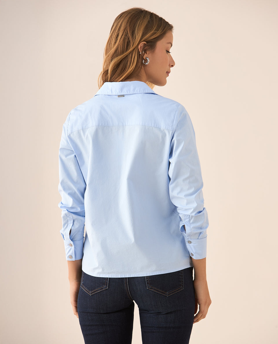 Camisa de diseño abierto para mujer - Azul 34_615F341_AZU144123_4