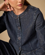 Chaqueta crop cuello redondo para mujer - Azul 34_621H000_AZU193924_3