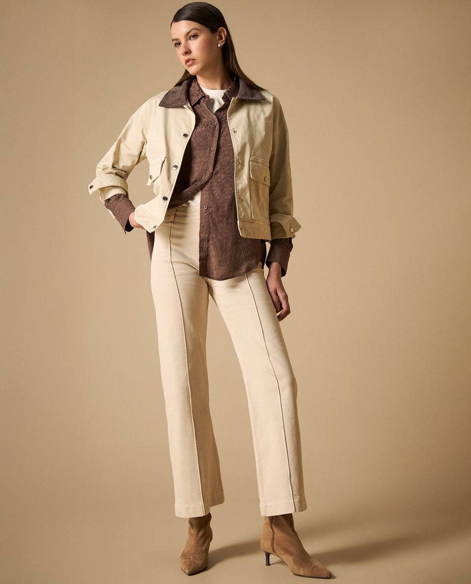Chaqueta cropped con botones metálicos para mujer - Blanco 34_621H001_BLA110601_7