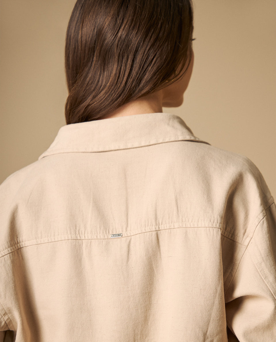 Chaqueta camisa oversized con botones para mujer - Beige 34_621H013_BEI151306_6