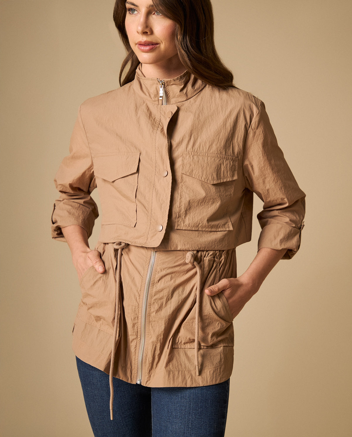 Chaqueta utility con cinturón ajustable para mujer - Café 34_621H017_CAF171319_3