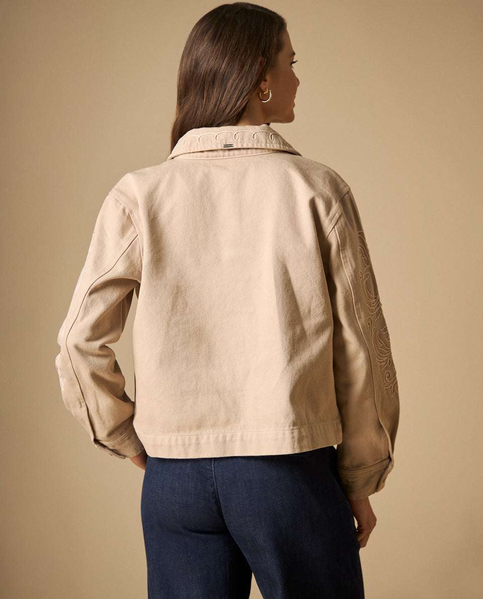 Chaqueta con bordados ornamentales en mangas para mujer - Crudo 34_621H018_CRU110602_5